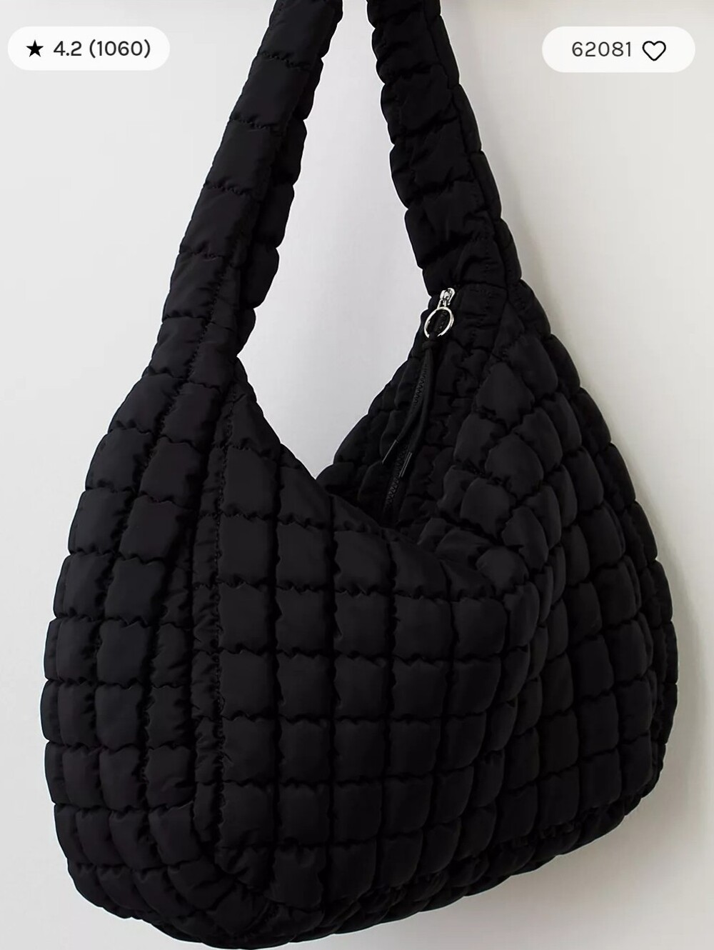 Free People Quilted Carryall Black Shoulder Bag Lightweight Travel Carry-On - Picture 2 of 16